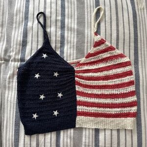 American Eagle knit top patriotic boho